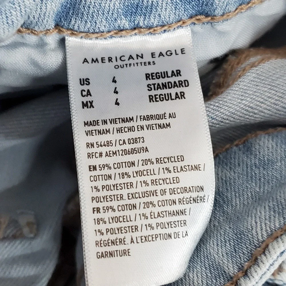 American Eagle Outfitters Women Jeans 4 Blue Denim Pants Wide-Leg Baggy Y2K